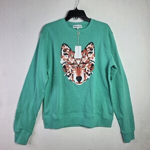 Hug me After organic cotton crewneck  sweater with printed fox face